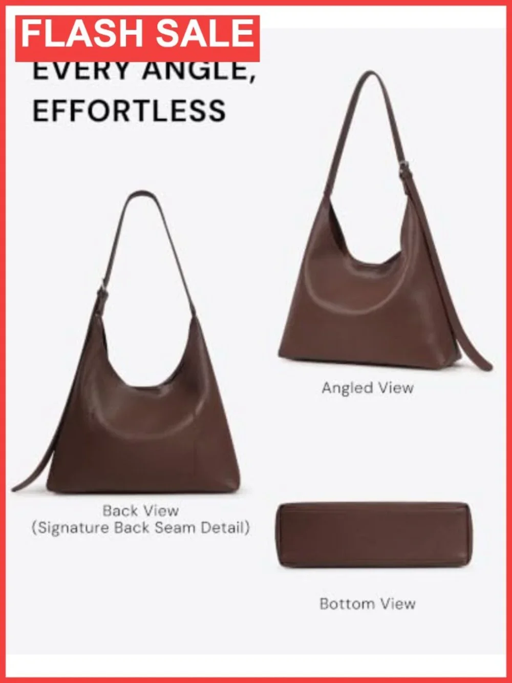 Large Slouchy Hobo Shoulder Bag Soft Vegan Leather Fits 13.6